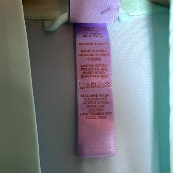 Savage x Fenty Icy Blue & Green Satin Mini Robe with Belt - Rhianna Lingerie - Picture 10 of 10